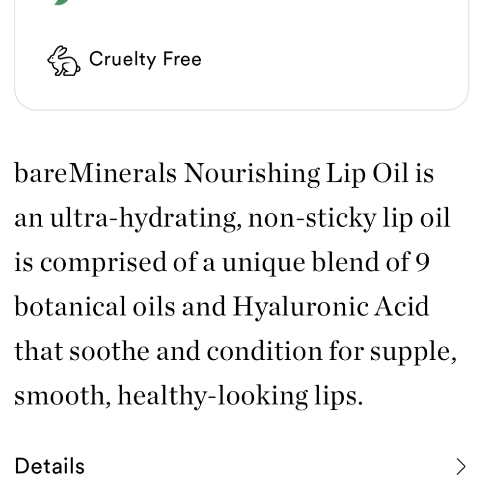 NIB BARE MINERALS NOURISHING LIP OIL CHARM - Picture 4 of 16